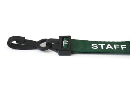 15mm Recycled Green Staff Lanyards with Plastic J Clip (Pack of 100)