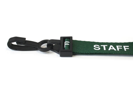 15mm Recycled Green Staff Lanyards with Plastic J Clip (Pack of 100)