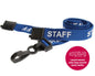 15mm Recycled Blue Staff Lanyards with Breakaway and Plastic J Clip (Pack of 100)
