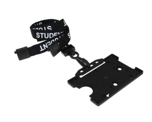 15mm Recycled Black Student Lanyards with Plastic J Clip (Pack of 100)