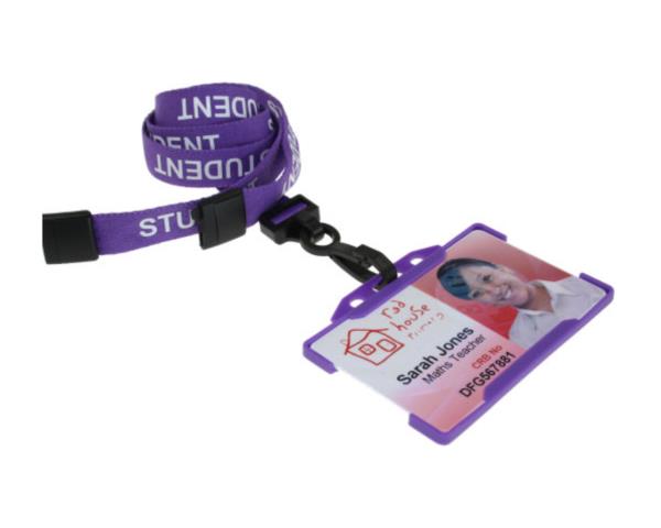 15mm Recycled Purple Student Lanyards with Breakaway and Plastic J Clip (Pack of 100)