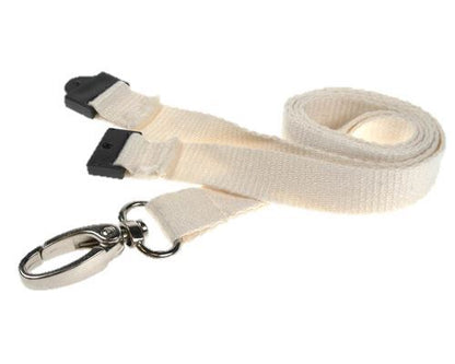White Bamboo Lanyards 10mm with Metal Lobster Clip (Pack of 100)