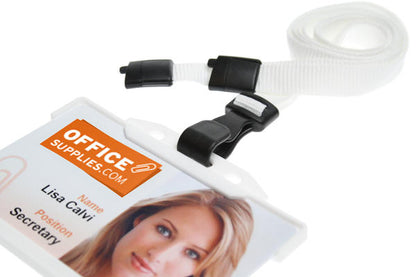10mm Recycled Plain White Lanyards with Plastic J Clip (Pack of 100)
