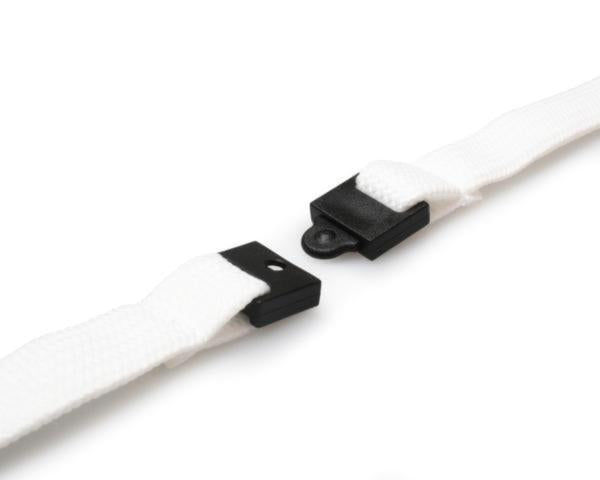 10mm White Tubular Breakaway Lanyards with Metal J-Clip (Pack of 100)