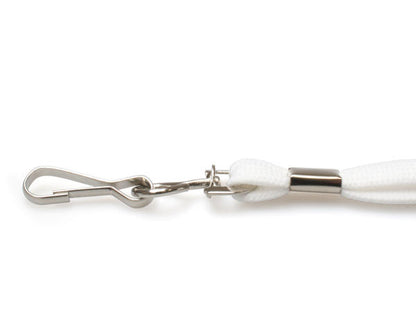 10mm White Tubular Breakaway Lanyards with Metal J-Clip (Pack of 100)