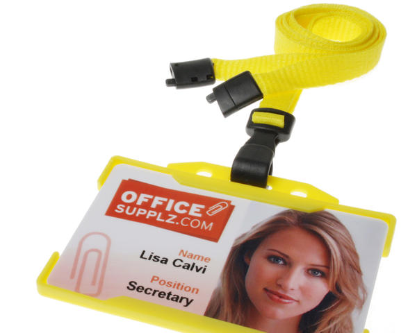 10mm Recycled Plain Yellow Lanyards with Plastic J Clip (Pack of 100)