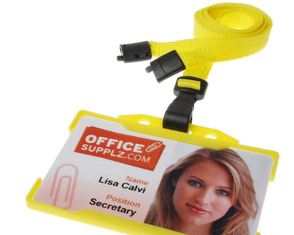 10mm Recycled Plain Yellow Lanyards with Plastic J Clip (Pack of 100)