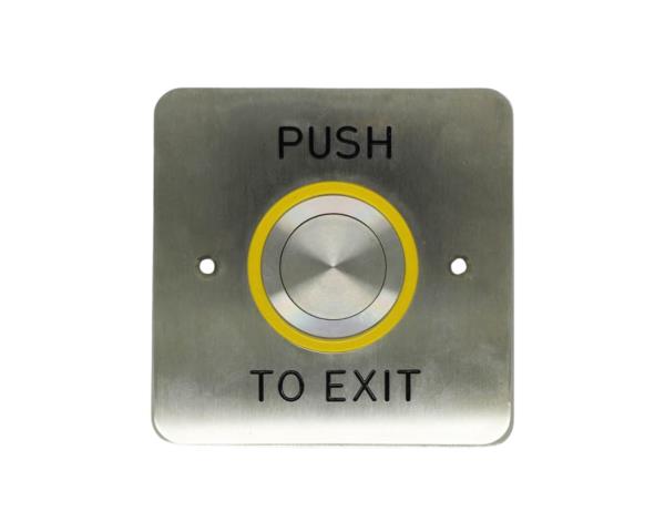 Exit Device: Push Button - 25mm  s/steel  yellow bezel