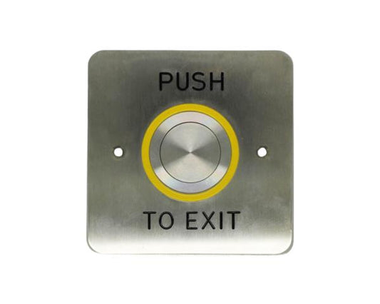 Exit Device: Push Button - 25mm  s/steel  yellow bezel
