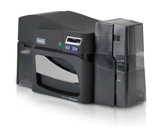 Fargo DTC4500e Plastic Card Printer with Lamination  ISO Magnetic Encoder and Locking Hoppers (dual-sided)