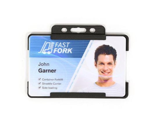 Black Single-Sided BioBadge Open Faced ID Card Holders - Landscape (Pack of 100)